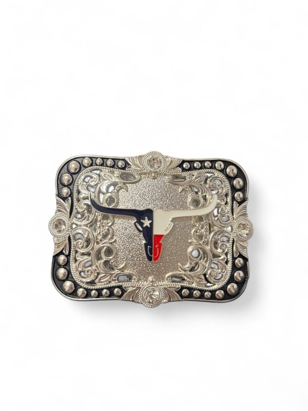 Silver Texas Longhorn Belt Buckle